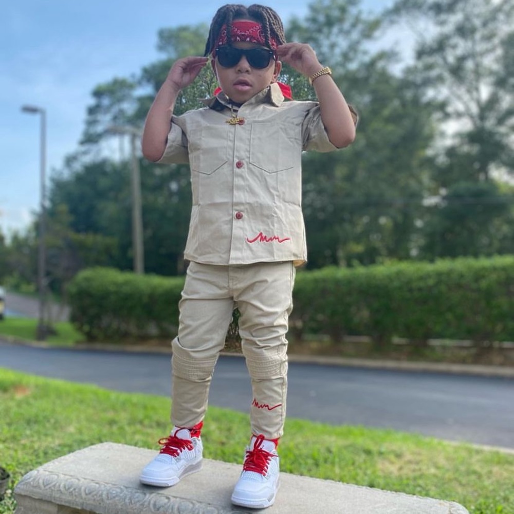 Toddler 2piece Tan/Red Dickie Set, Size: 2/3